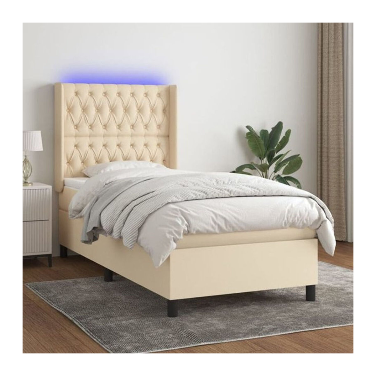 vidaxl Boxspringbett mit Matratze in Beige aus Stoff B/T/H: 90 x 200 cm - Bild 1