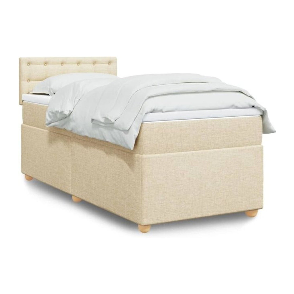 vidaxl Boxspringbett mit Matratze in Beige aus Stoff, B/T/H: 90 x 200 x 100,5 cm - Bild 1