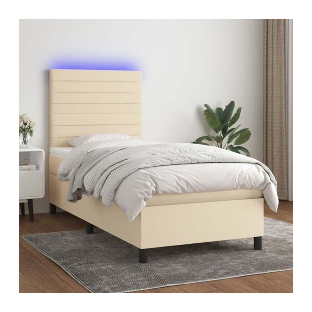 vidaxl Boxspringbett mit Matratze in Beige aus Stoff, B/T/H: 90 x 200 x 118 cm - Bild 1