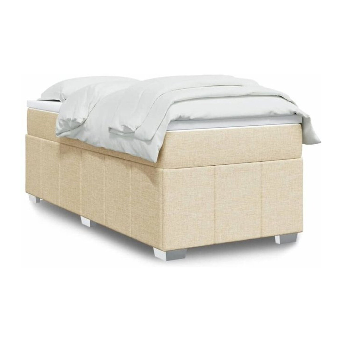 vidaxl Boxspringbett mit Matratze in Beige aus Stoff, B/T/H: 90 x 200 x 46 cm - Bild 1