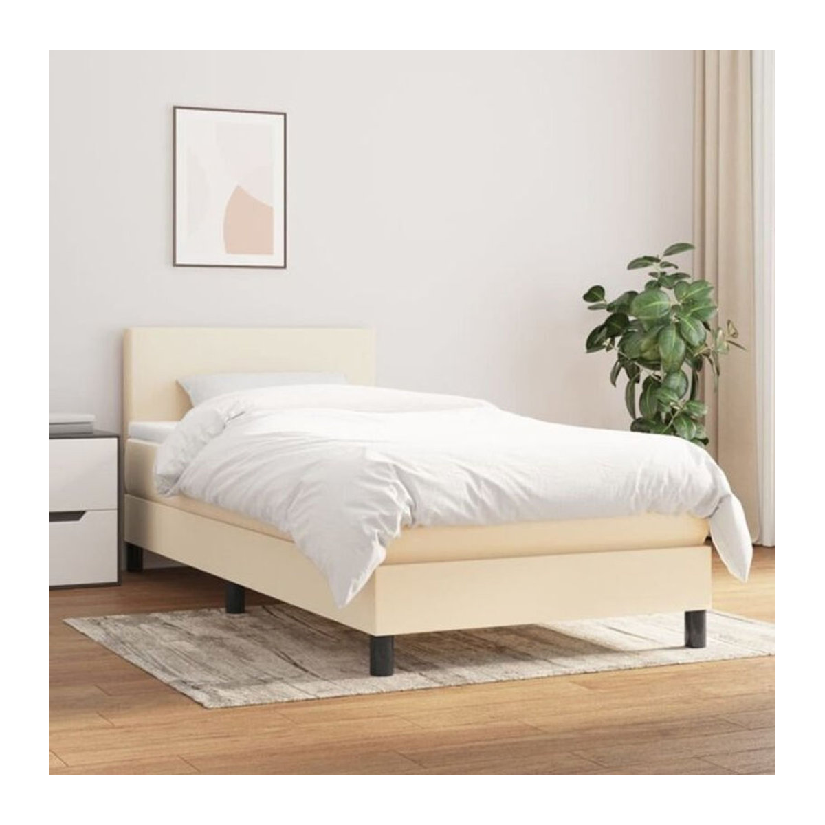 vidaxl Boxspringbett mit Matratze in Beige aus Stoff mit Polsterung B/T/H: 90 x 200 x 78 cm - Bild 1
