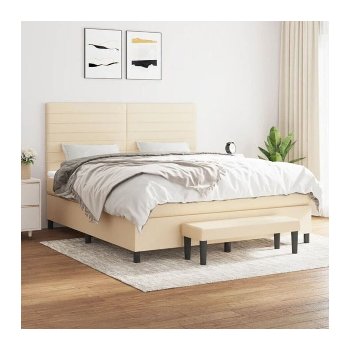 Vidaxl Boxspringbett mit Matratze in Beige aus Stoff, Modernes Polsterbett B/T: 180 x 200 cm - Bild 1