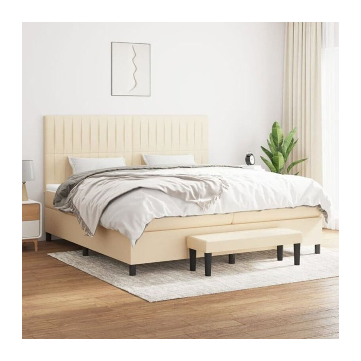 Vidaxl Boxspringbett mit Matratze in Beige aus Stoff und Holzwerkstoff B/T: 200 x 200 cm - Bild 1