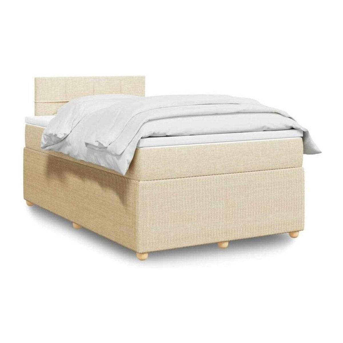 vidaxl Boxspringbett mit Matratze in Beige aus Stoff und Holzwerkstoff B/T/H: 120 x 190 x 100,5 cm - Bild 1