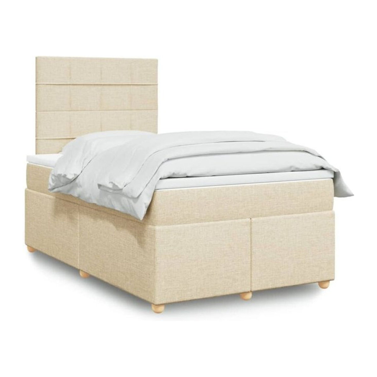 Vidaxl Boxspringbett mit Matratze in Beige aus Stoff und Holzwerkstoff, B/T/H: 120 x 200 x 140,5 cm - Bild 1