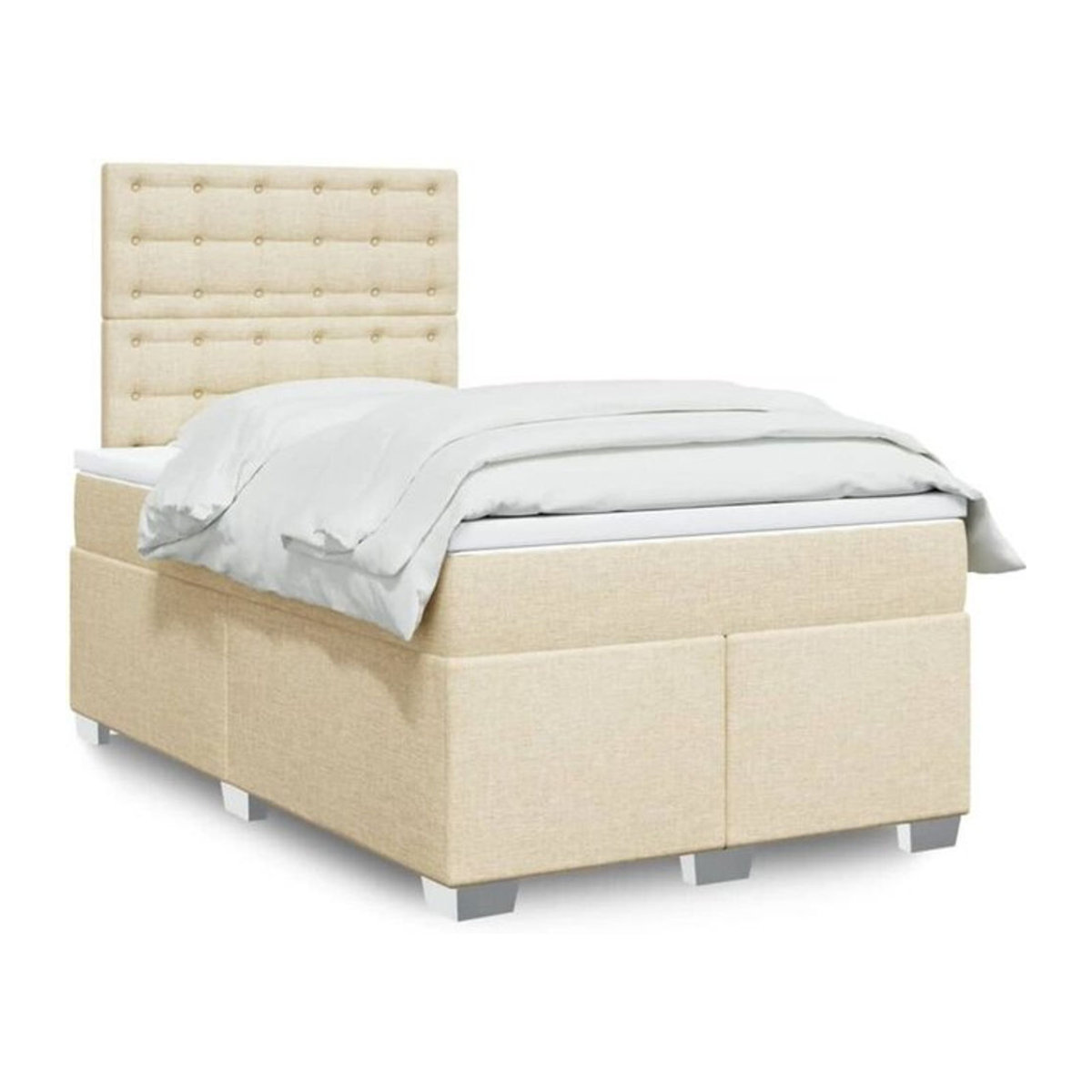 vidaxl Boxspringbett mit Matratze in Beige aus Stoff und Holzwerkstoff B/T/H: 120 x 200 x 150,5 cm - Bild 1