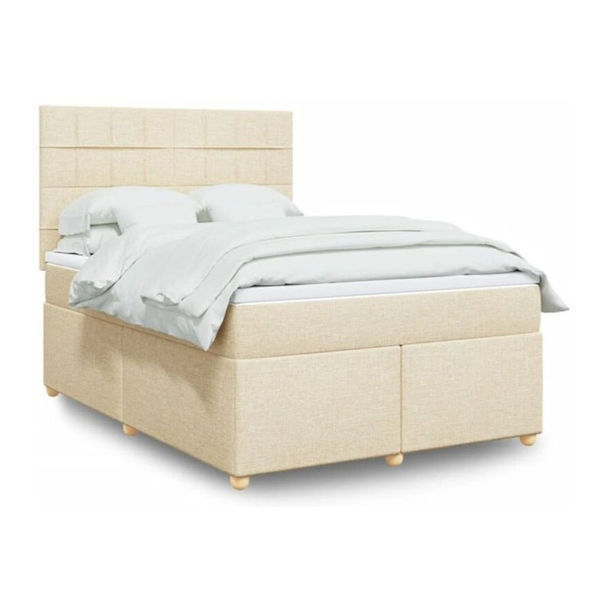 vidaxl Boxspringbett mit Matratze in Beige aus Stoff und Holzwerkstoff, B/T/H: 140 x 200 cm - Bild 1