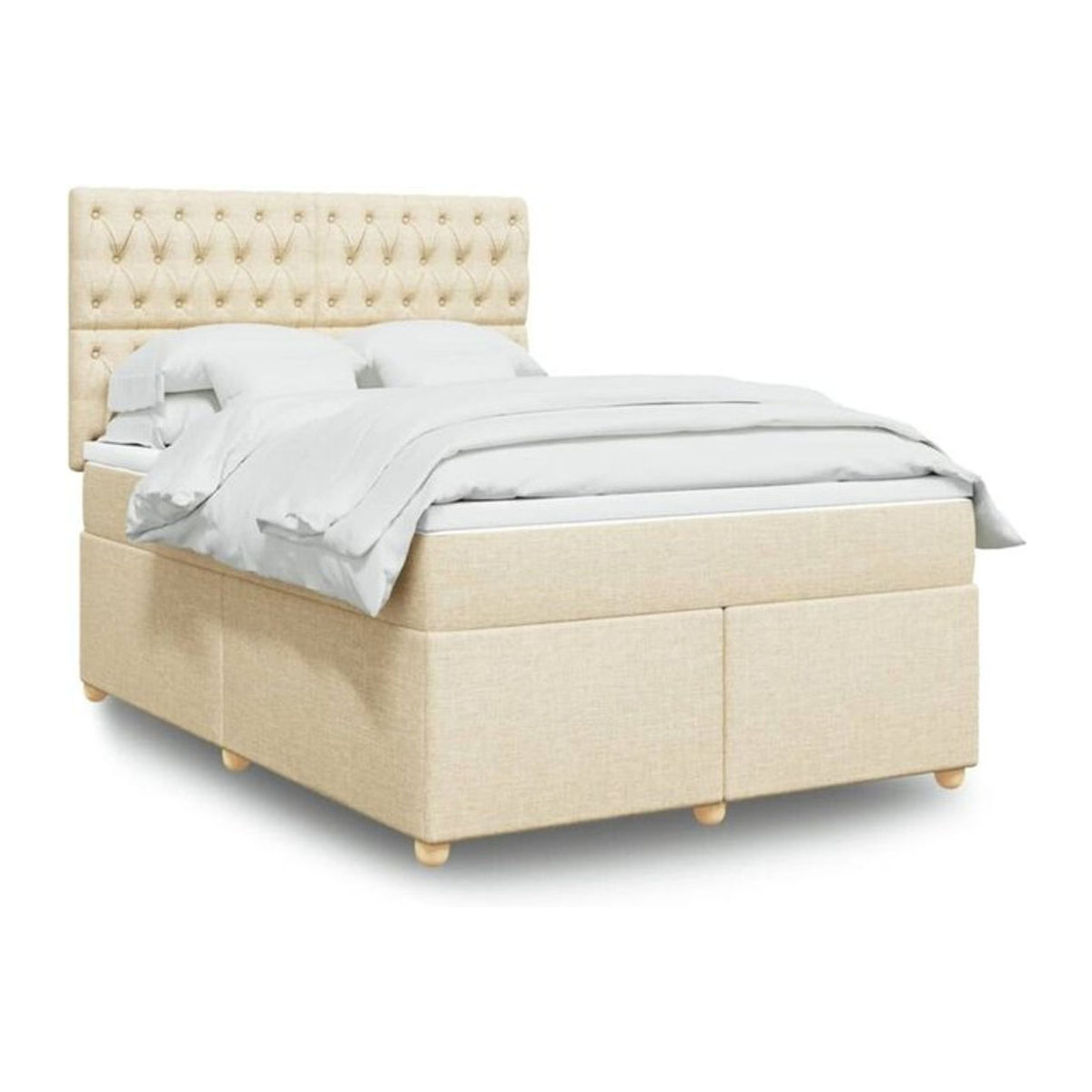 vidaxl Boxspringbett mit Matratze in Beige aus Stoff und Holzwerkstoff B/T/H: 140 x 200 cm - Bild 1