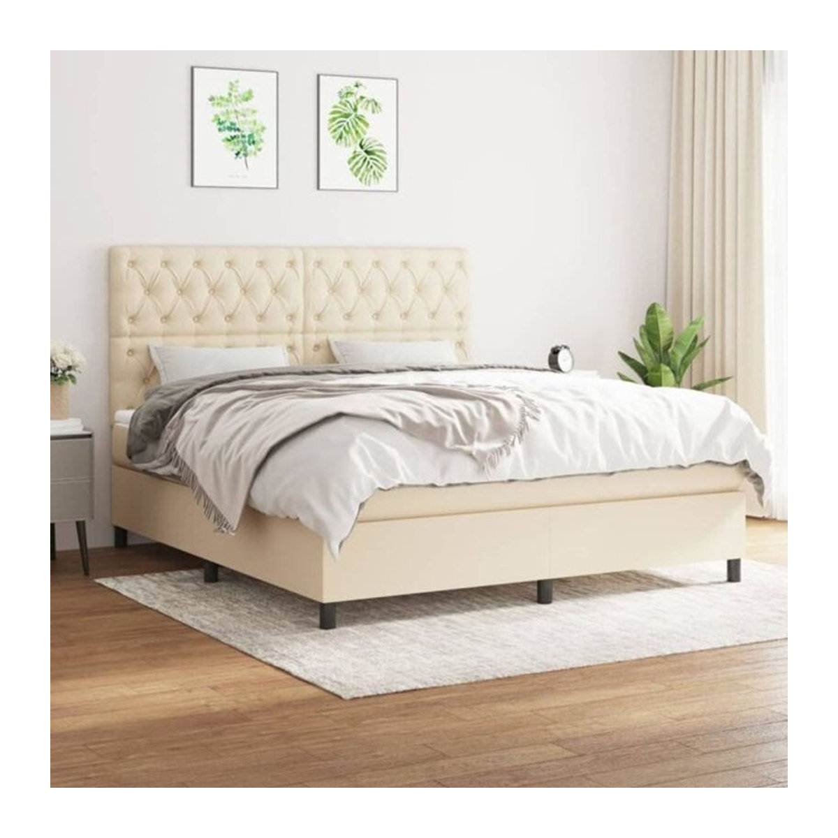 Vidaxl Boxspringbett mit Matratze in Beige aus Stoff und Holzwerkstoff B/T/H: 160 x 200 cm - Bild 1