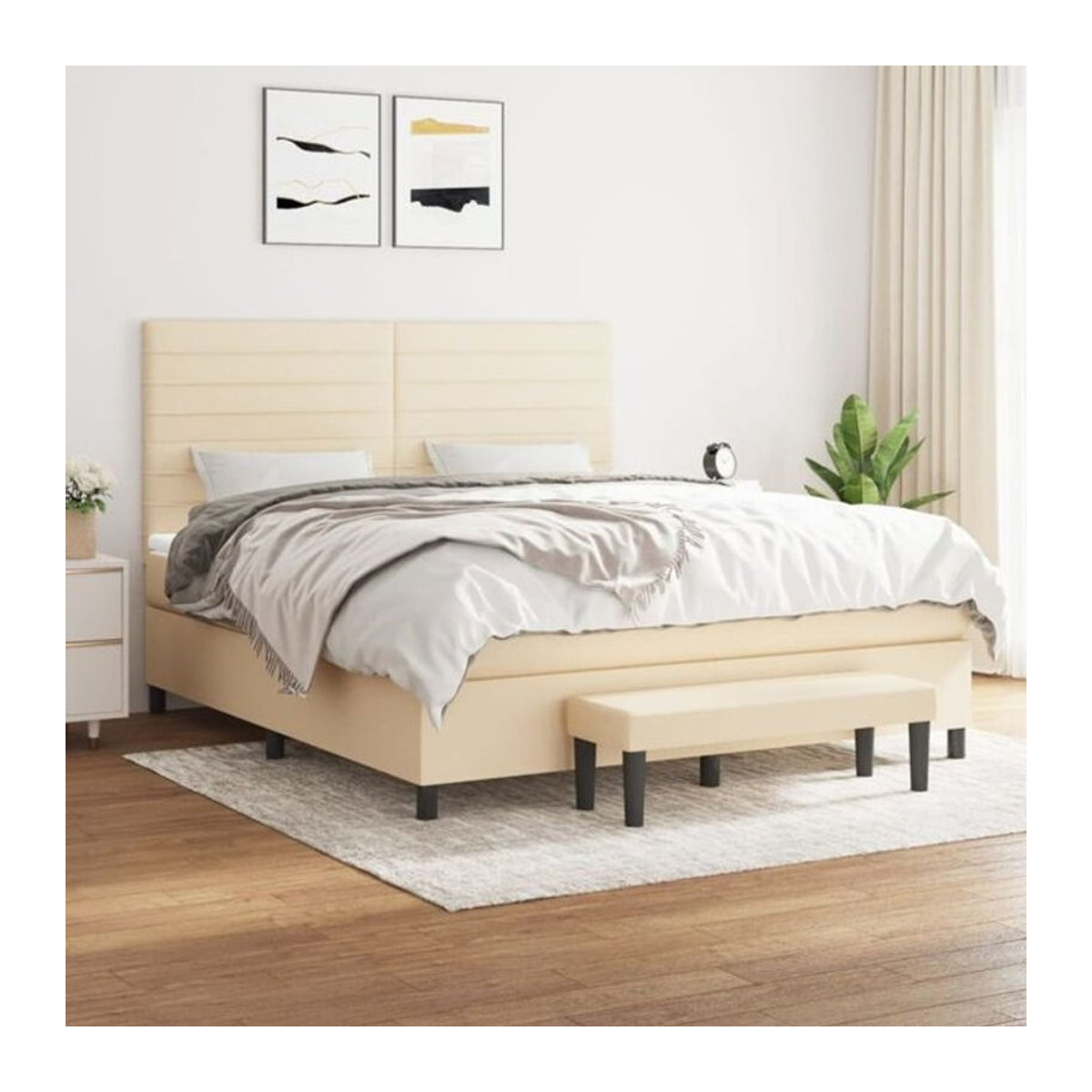 Vidaxl Boxspringbett mit Matratze in Beige aus Stoff und Holzwerkstoff B/T/H: 160 x 200 x 118 cm - Bild 1