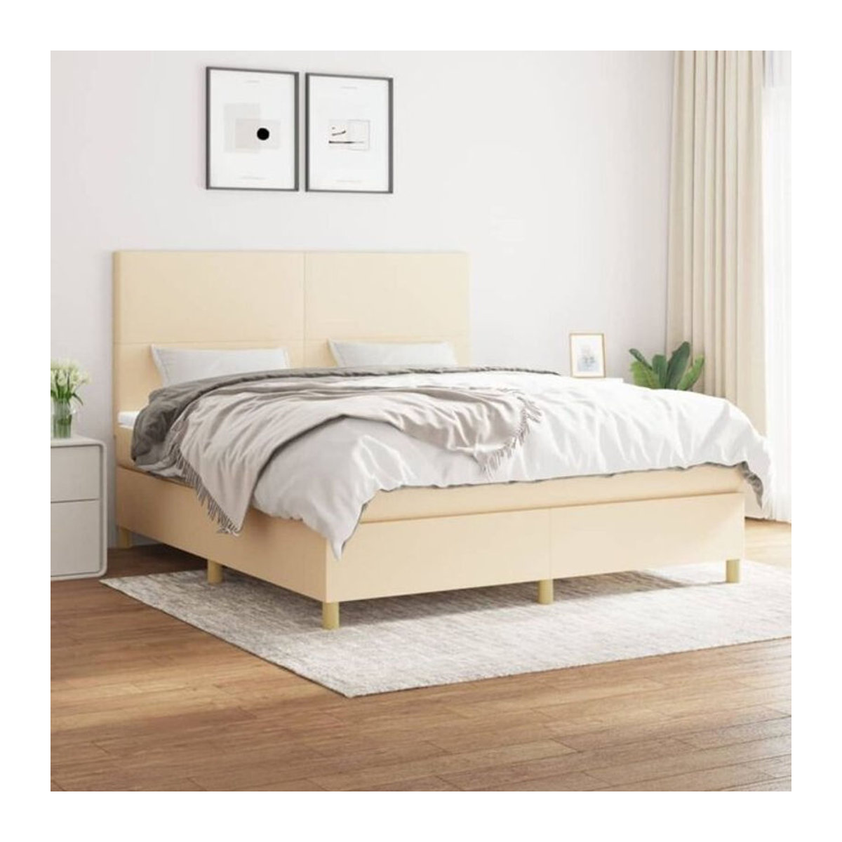 vidaxl Boxspringbett mit Matratze in Beige aus Stoff und Holzwerkstoff B/T/H: 180 x 200 x 118 cm - Bild 1