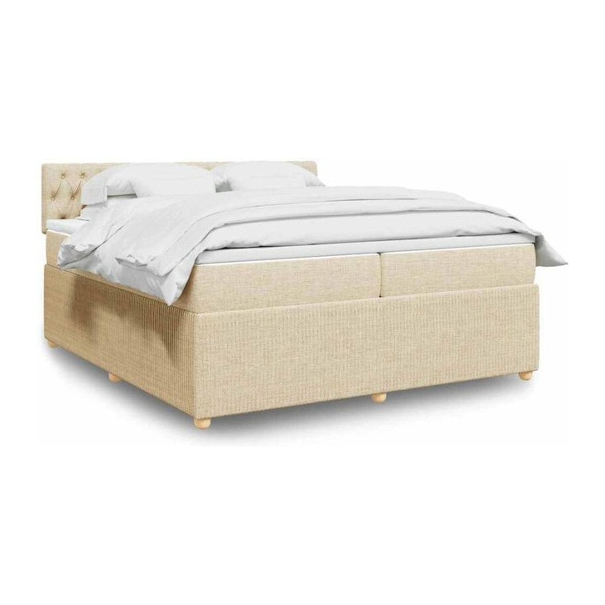 Vidaxl Boxspringbett mit Matratze in Beige aus Stoff und Holzwerkstoff B/T/H: 200 x 200 x 100,5 cm - Bild 1