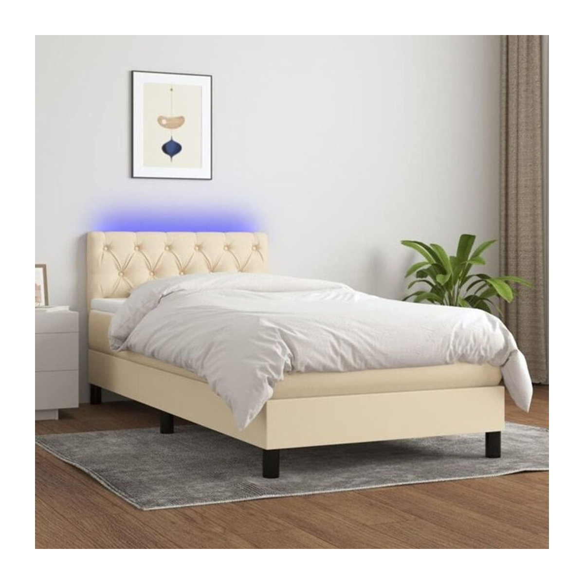 vidaxl Boxspringbett mit Matratze in Beige aus Stoff und Holzwerkstoff, B/T/H: 200 x 80 x 80 cm - Bild 1