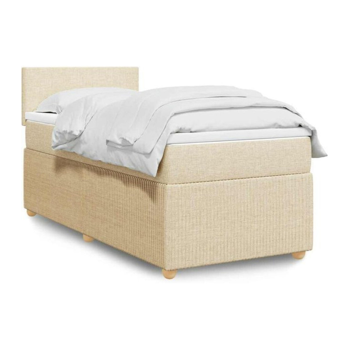 Vidaxl Boxspringbett mit Matratze in Beige aus Stoff und Holzwerkstoff B/T/H: 80 x 200 x 100,5 cm - Bild 1