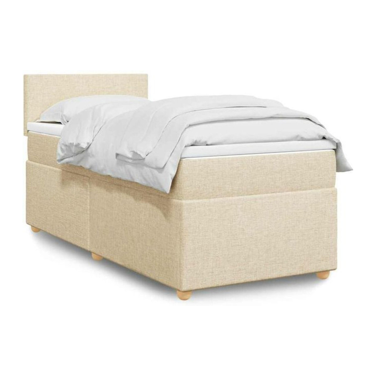 Vidaxl Boxspringbett mit Matratze in Beige aus Stoff und Holzwerkstoff B/T/H: 80 x 200 x 100,5 cm - Bild 1