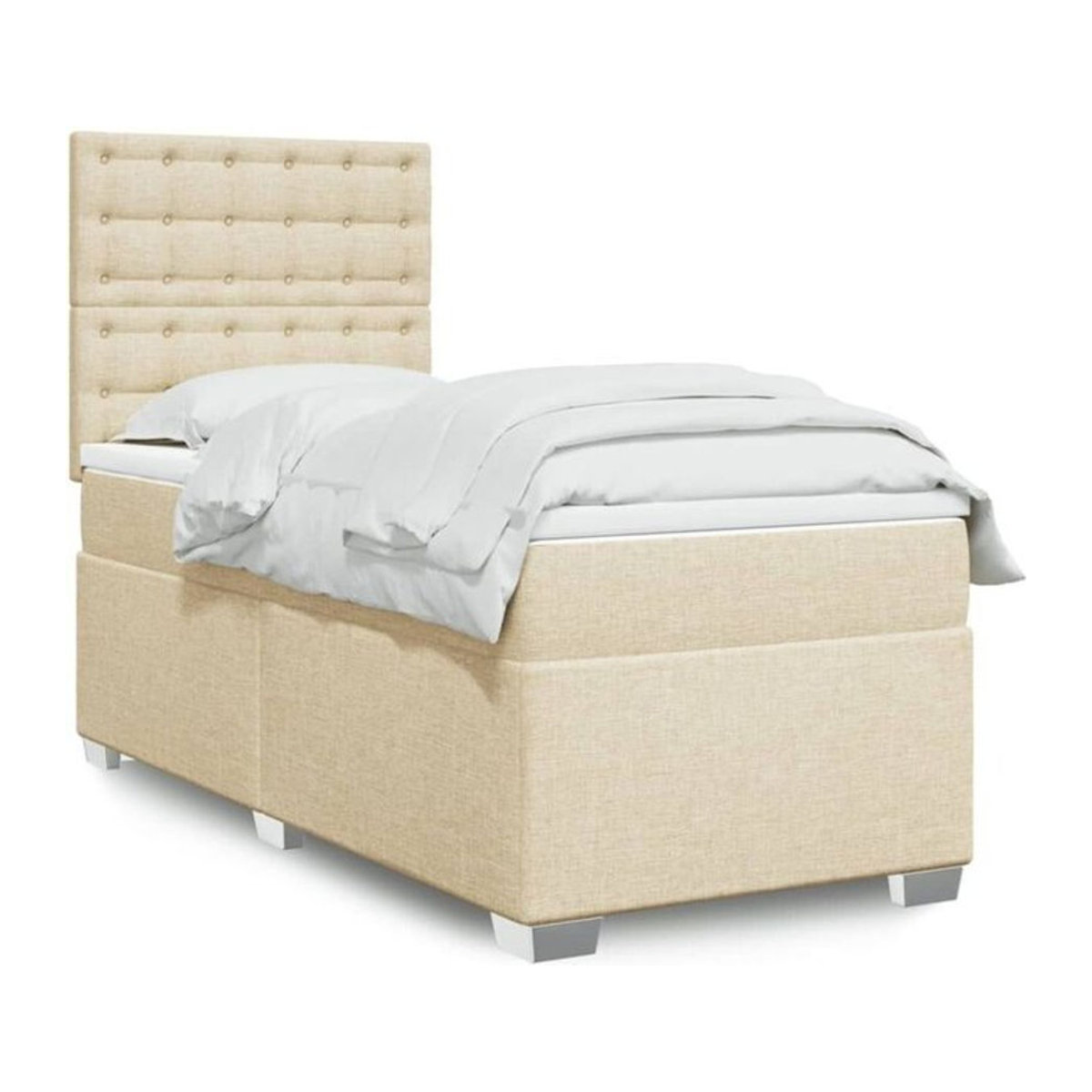 vidaxl Boxspringbett mit Matratze in Beige aus Stoff und Holzwerkstoff B/T/H: 80 x 200 x 140,5 cm - Bild 1