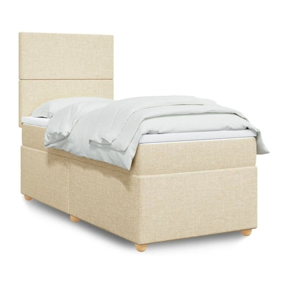 vidaxl Boxspringbett mit Matratze in Beige aus Stoff und Holzwerkstoff B/T/H: 90 x 190 cm - Bild 1