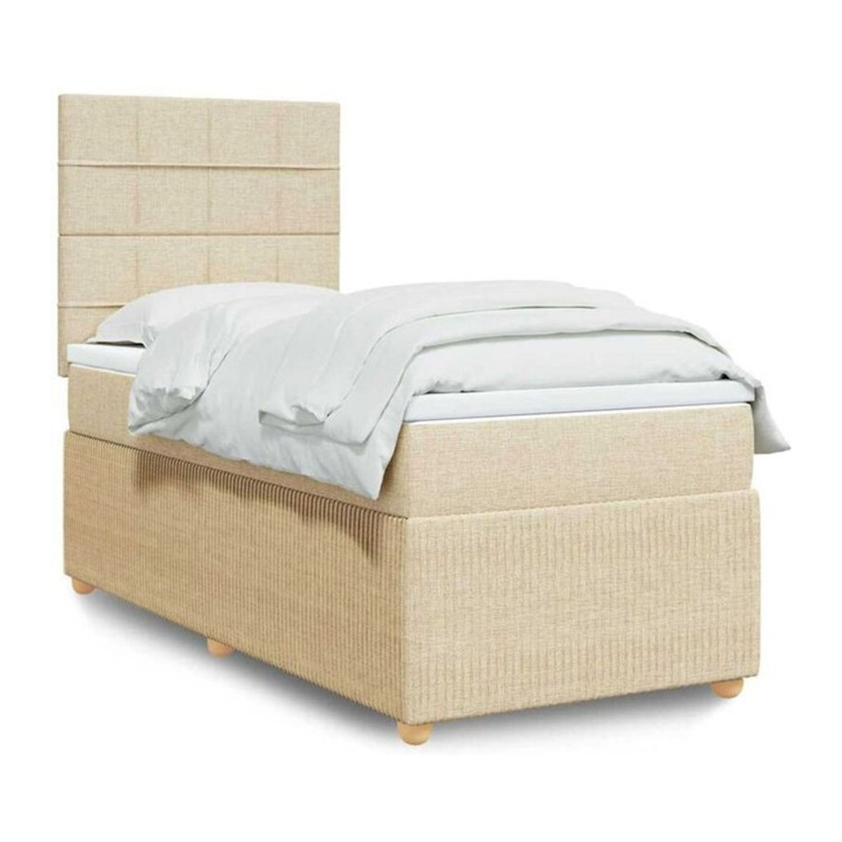 Vidaxl Boxspringbett mit Matratze in Beige und Weiß aus Stoff B/B/H: 80 x 200 cm - Bild 1
