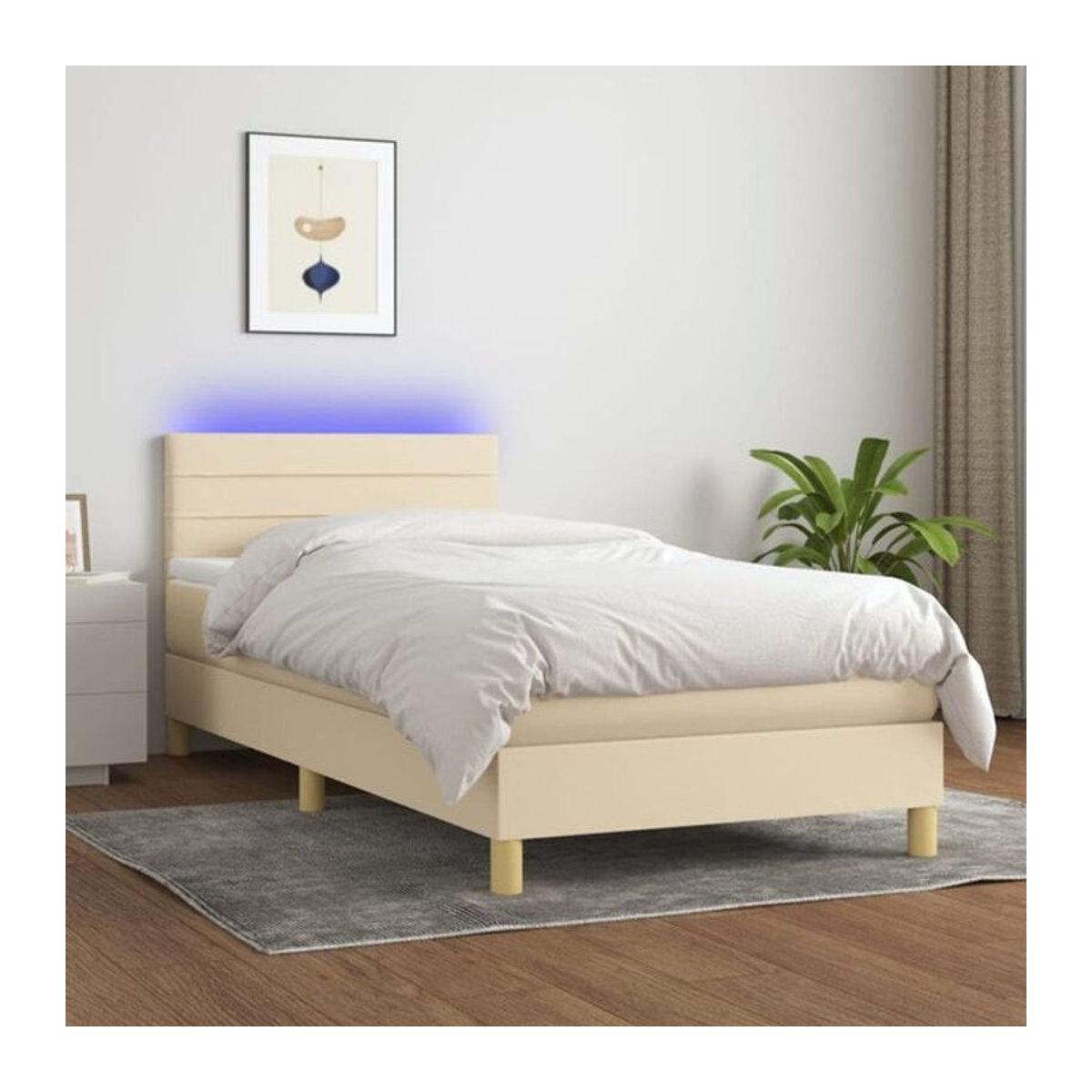 vidaxl Boxspringbett mit Matratze in Beige und Weiß aus Stoff, B/T: 80 x 200 cm - Bild 1