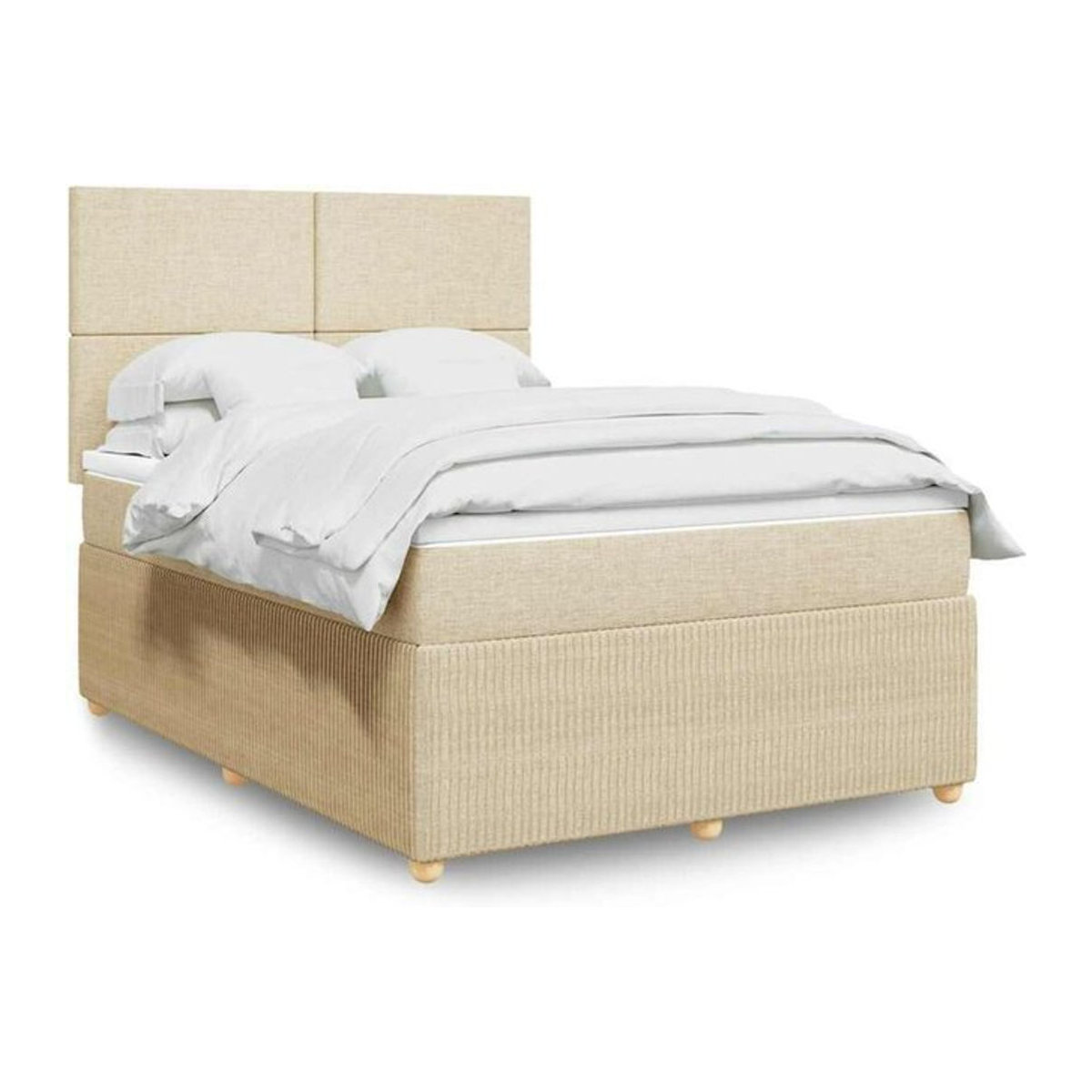 vidaxl Boxspringbett mit Matratze in Beige und Weiß aus Stoff, B/T/H: 140 x 190 cm - Bild 1