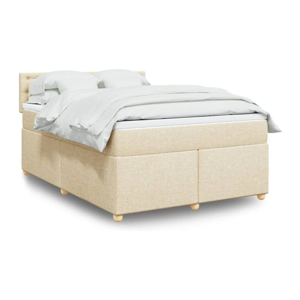 vidaxl Boxspringbett mit Matratze in Beige und Weiß aus Stoff, B/T/H: 160 x 200 x 100,5 cm - Bild 1