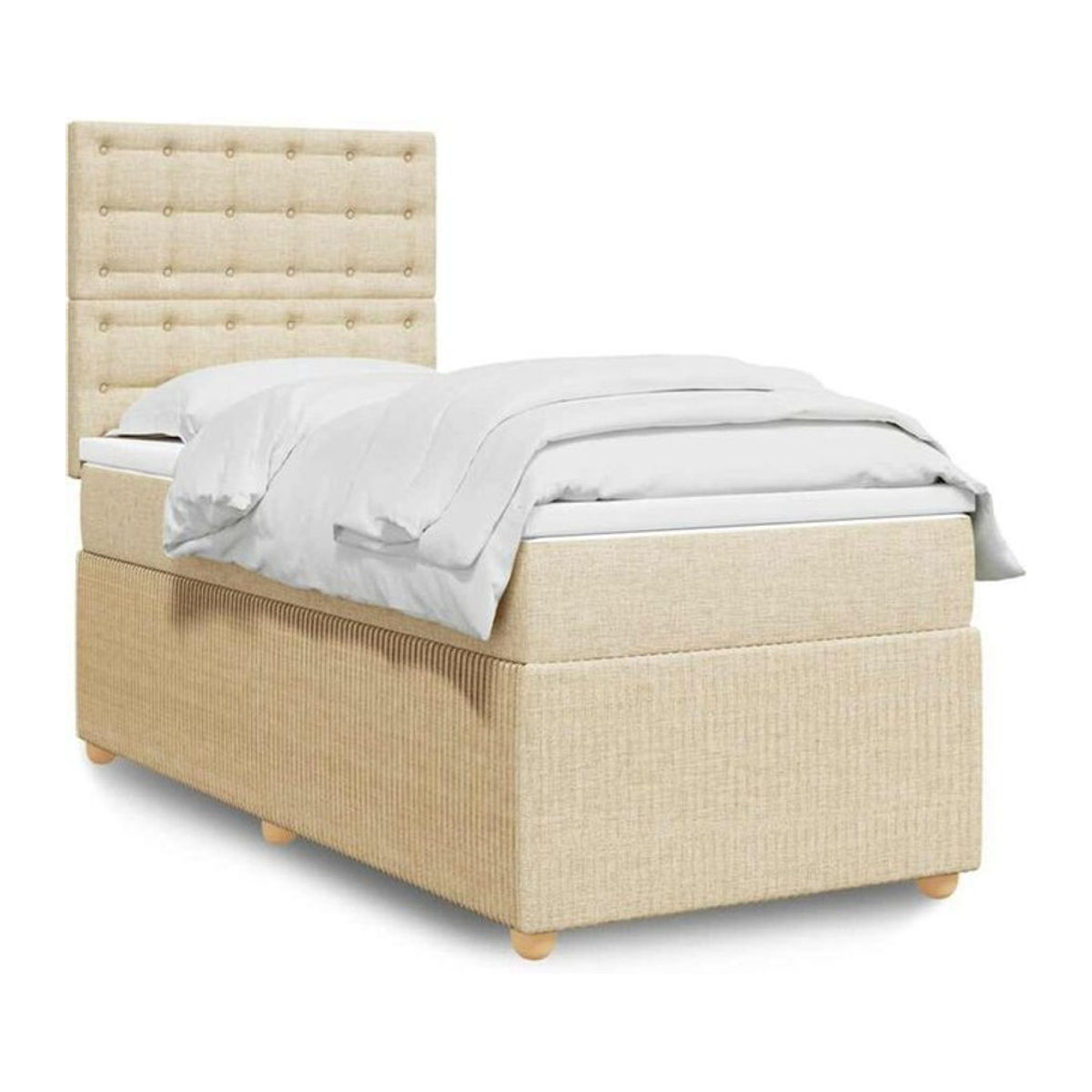 Vidaxl Boxspringbett mit Matratze in Beige und Weiß aus Stoff, B/T/H: 80 x 200 x 150,5 cm - Bild 1
