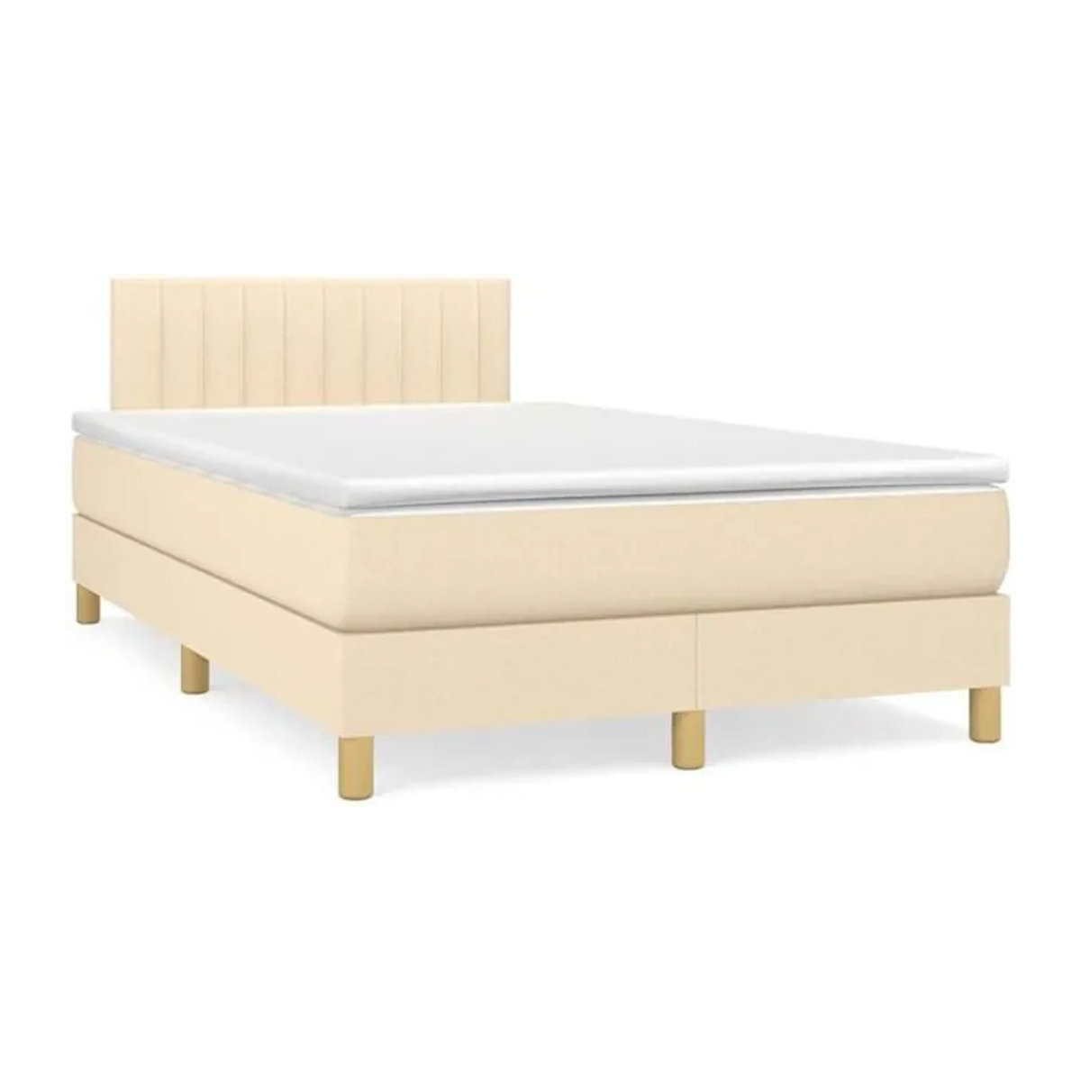 vidaxl Boxspringbett mit Matratze in Beige und Weiß aus Stoff und Holzwerkstoff B/B: 120 x 190 cm - Bild 1