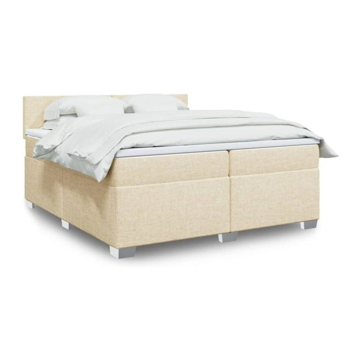 Vidaxl Boxspringbett mit Matratze in Beige und Weiß aus Stoff und Holzwerkstoff B/T/H: 200 x 200 x 100,5 cm - Bild 1