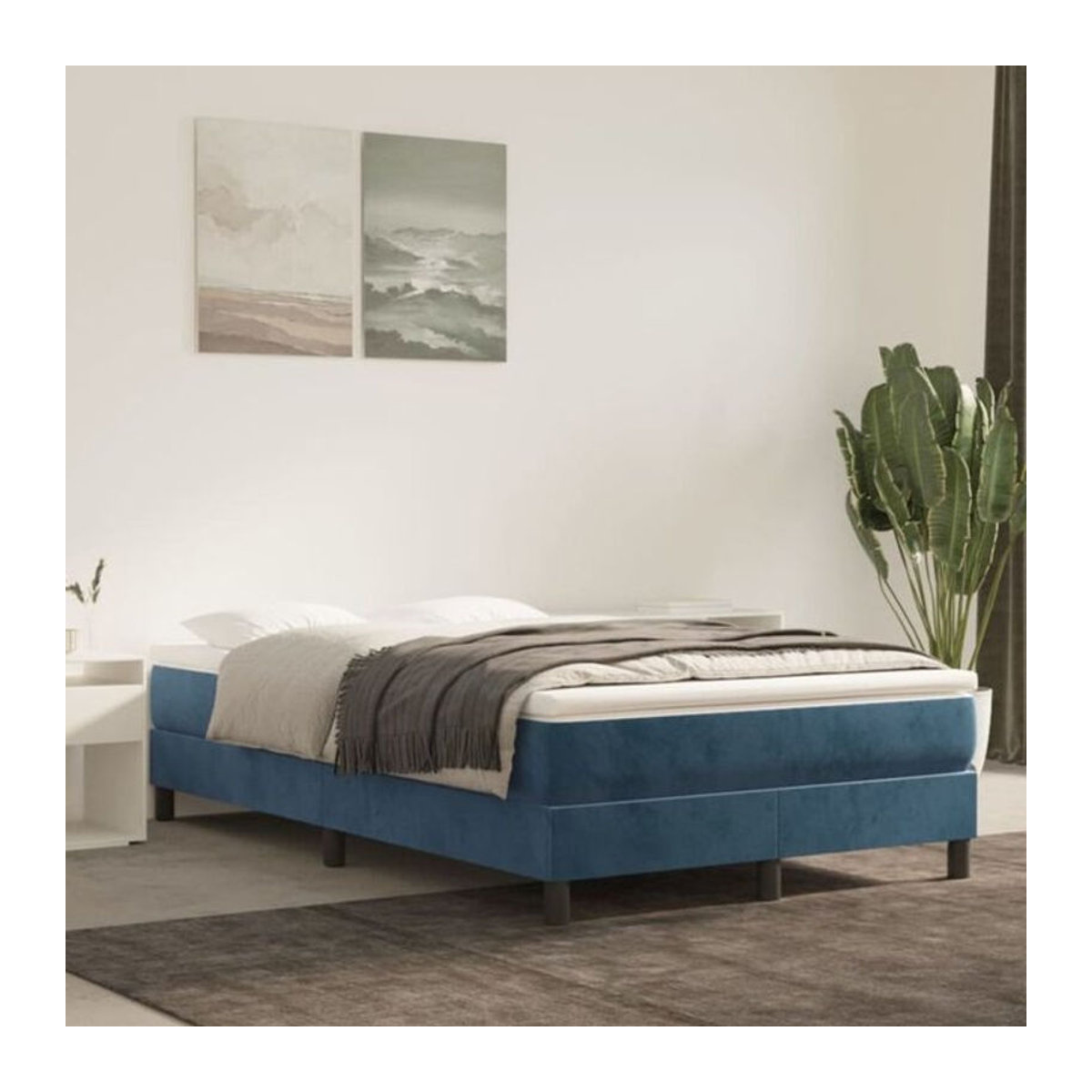 Vidaxl Boxspringbett mit Matratze in Blau aus Samt, B/T/H: 120 x 200 cm - Bild 1