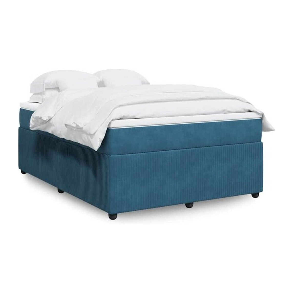 Vidaxl Boxspringbett mit Matratze in Blau aus Samt, B/T/H: 140 x 200 x 46 cm - Bild 1