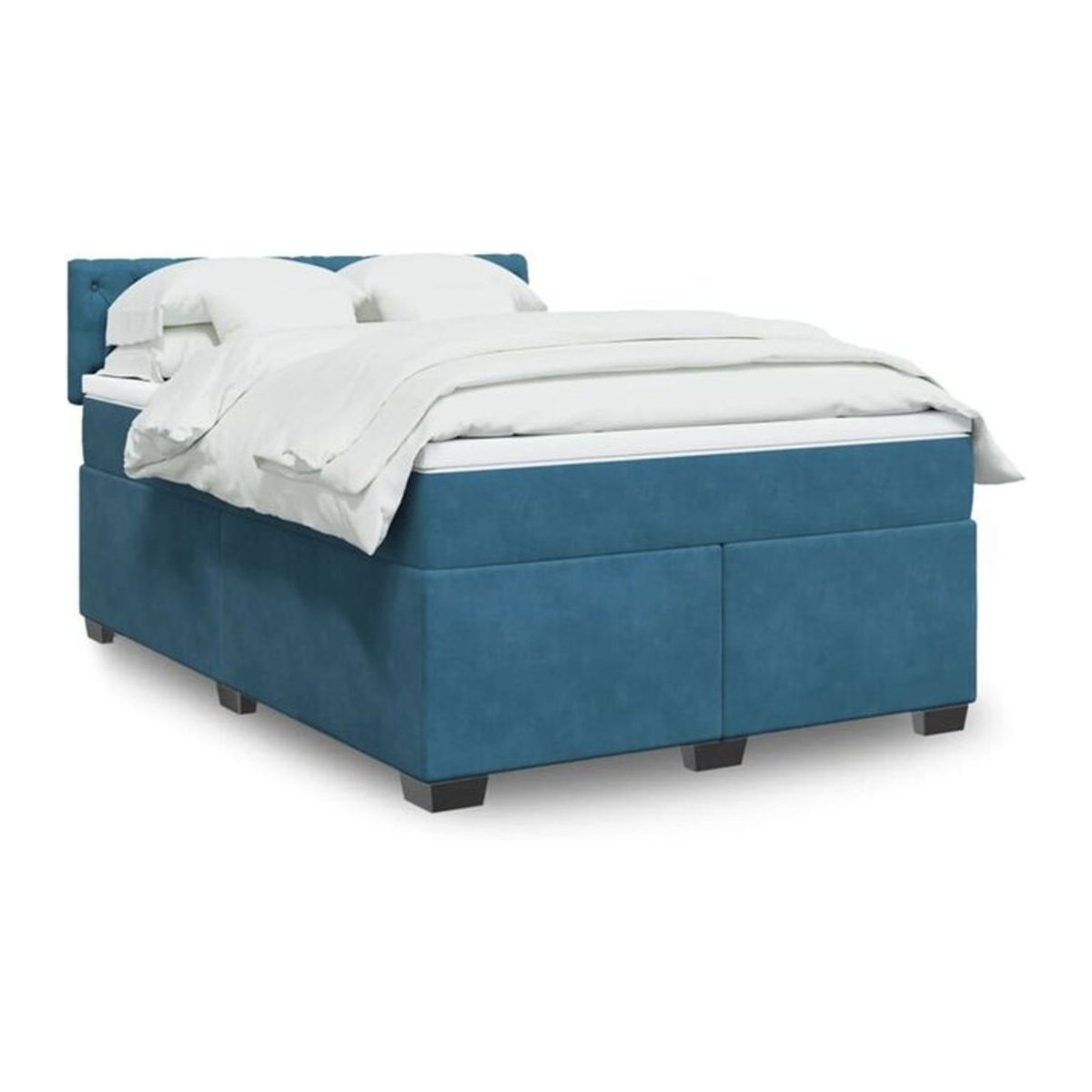 Vidaxl Boxspringbett mit Matratze in Blau aus Samt, B/T/H: 160 x 200 x 100,5 cm - Bild 1