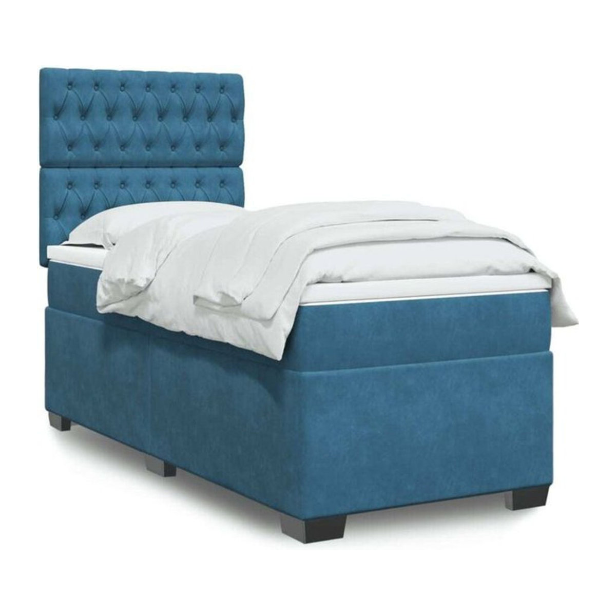 Vidaxl Boxspringbett mit Matratze in Blau aus Samt, B/T/H: 80 x 200 x 150,5 cm - Bild 1