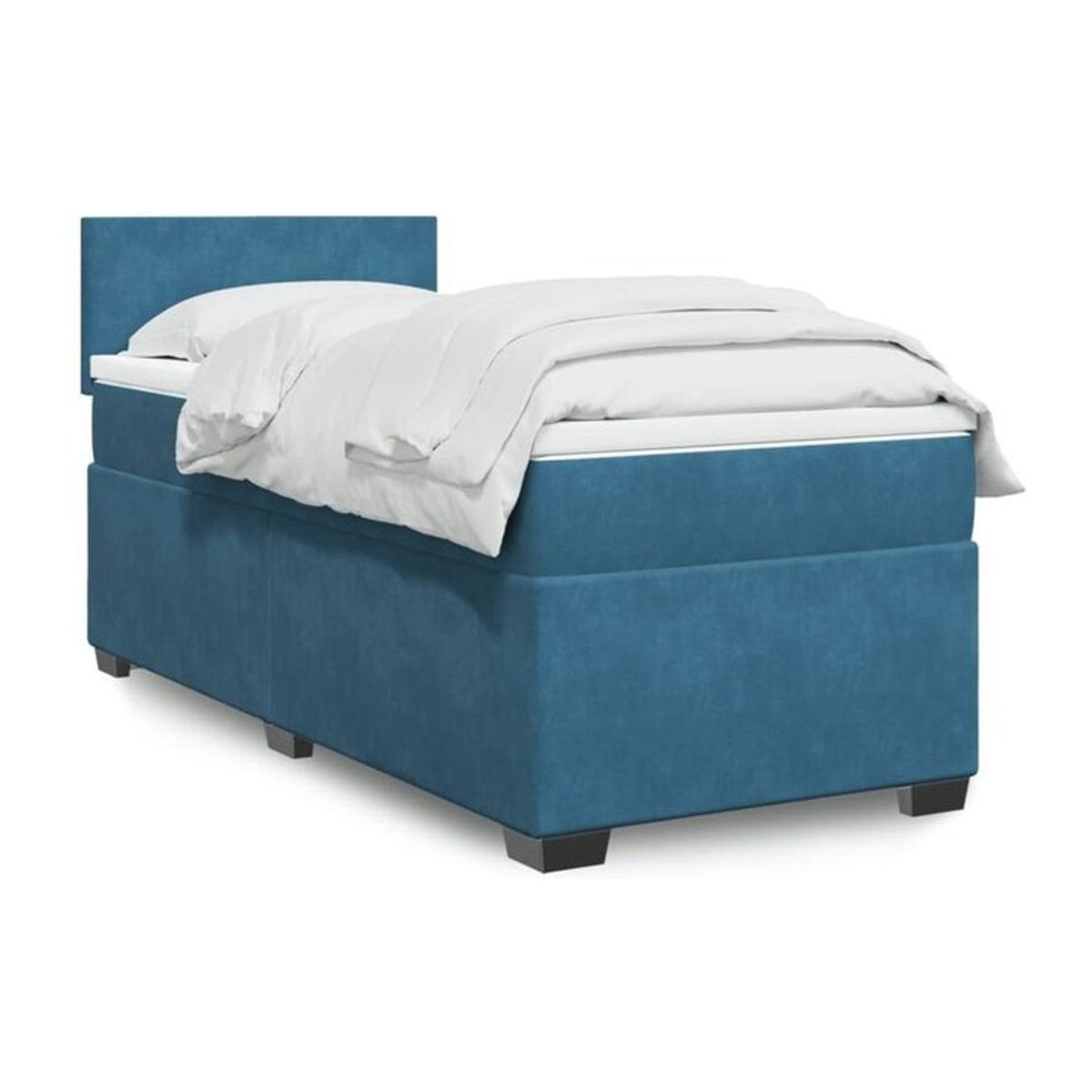 Vidaxl Boxspringbett mit Matratze in Blau aus Samt, B/T/H: 90 x 190 x 100,5 cm - Bild 1