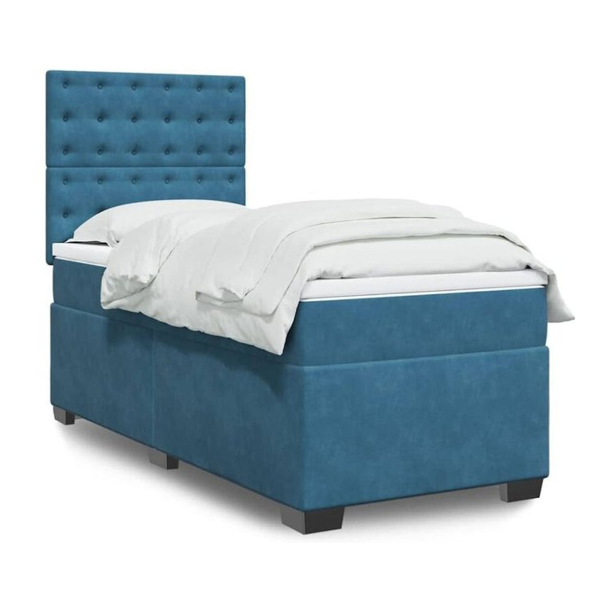 Vidaxl Boxspringbett mit Matratze in Blau aus Samt, B/T/H: 90 x 200 x 150,5 cm - Bild 1