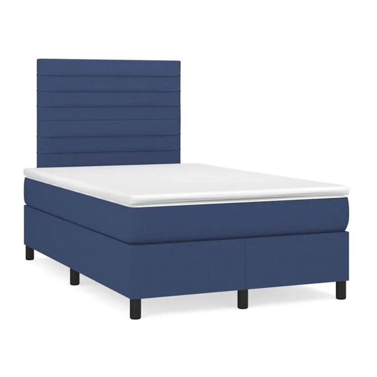 vidaxl Boxspringbett mit Matratze in Blau aus Stoff, B/T: 120 x 190 cm - Bild 1