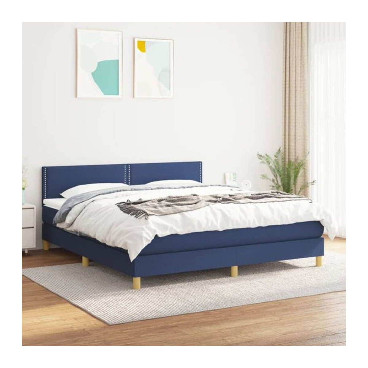 Vidaxl Boxspringbett mit Matratze in Blau aus Stoff, B/T: 180 x 200 cm - Bild 1