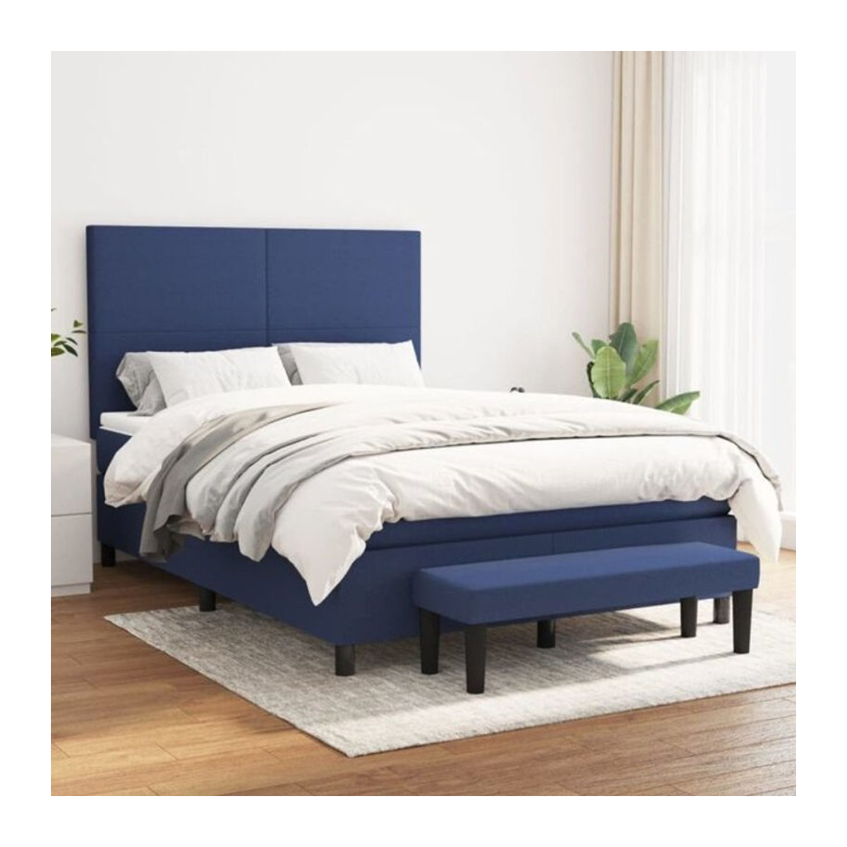 Vidaxl Boxspringbett mit Matratze in Blau aus Stoff, B/T/H: 140 x 190 cm - Bild 1