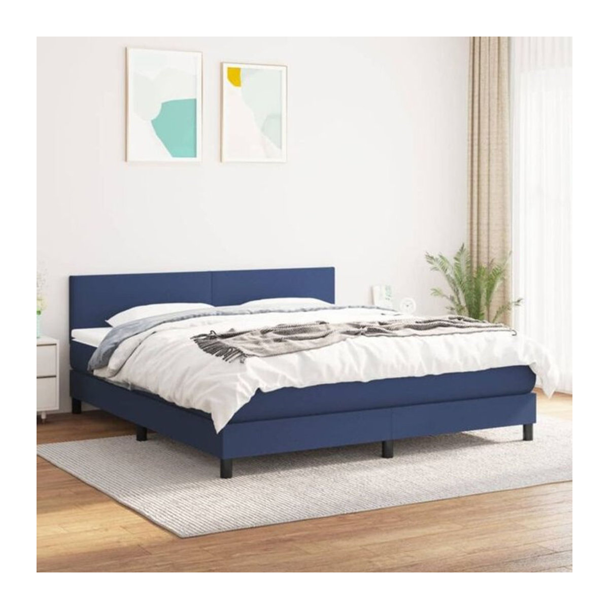 vidaxl Boxspringbett mit Matratze in Blau aus Stoff, B/T/H: 160 x 200 x 78 cm - Bild 1