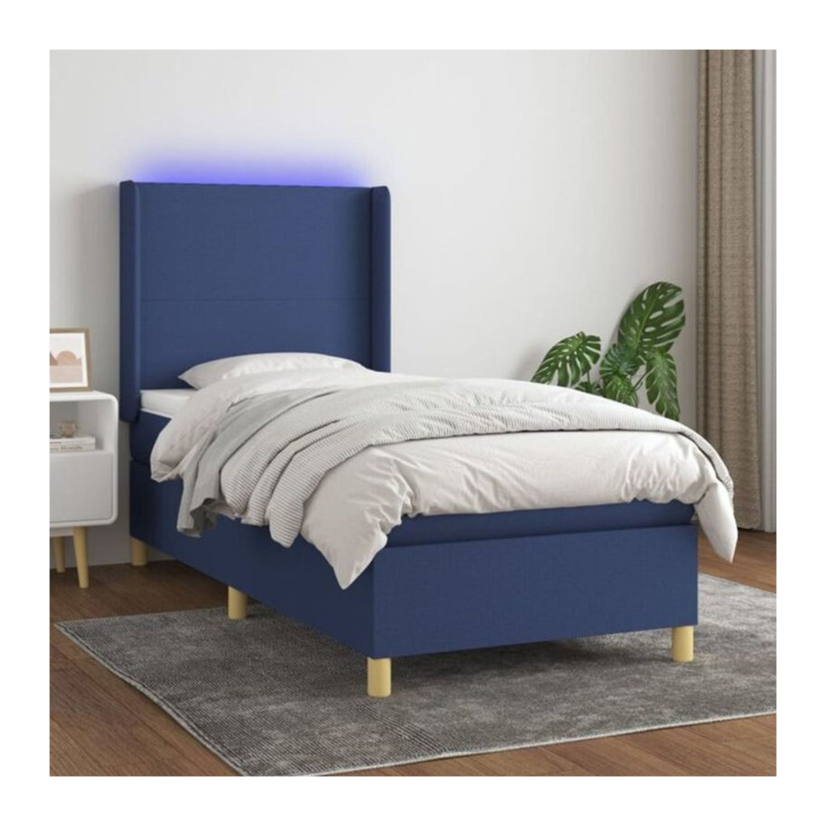 Vidaxl Boxspringbett mit Matratze in Blau aus Stoff, B/T/H: 200 x 100 x 118 cm - Bild 1