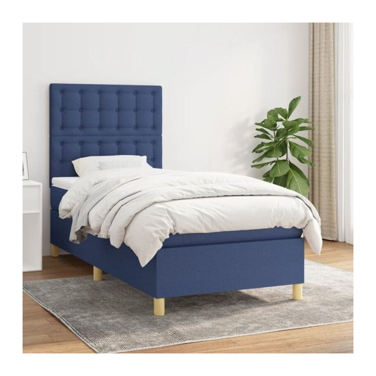 Vidaxl Boxspringbett mit Matratze in Blau aus Stoff B/T/H: 80 x 200 cm - Bild 1