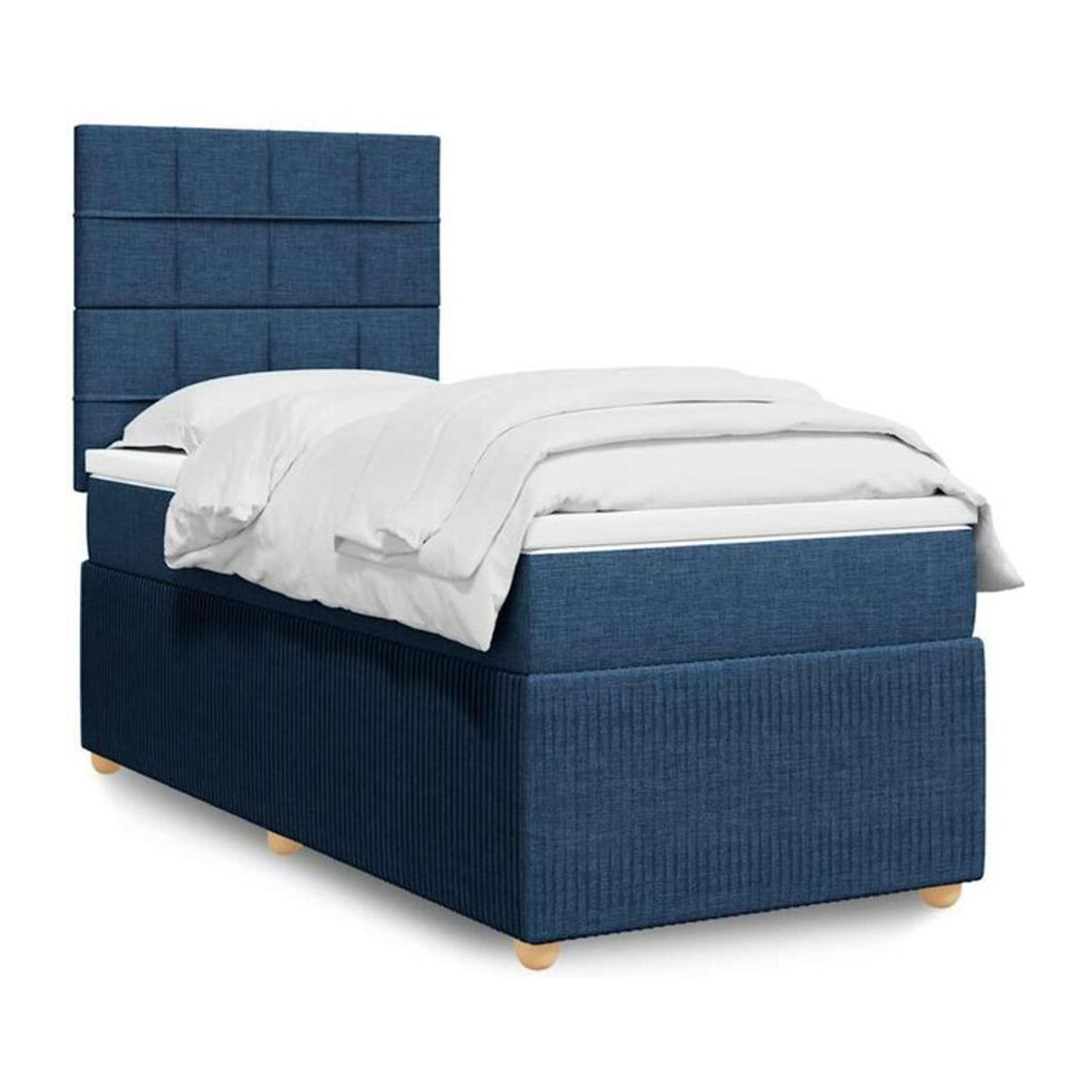 vidaxl Boxspringbett mit Matratze in Blau aus Stoff, B/T/H: 90 x 200 cm - Bild 1