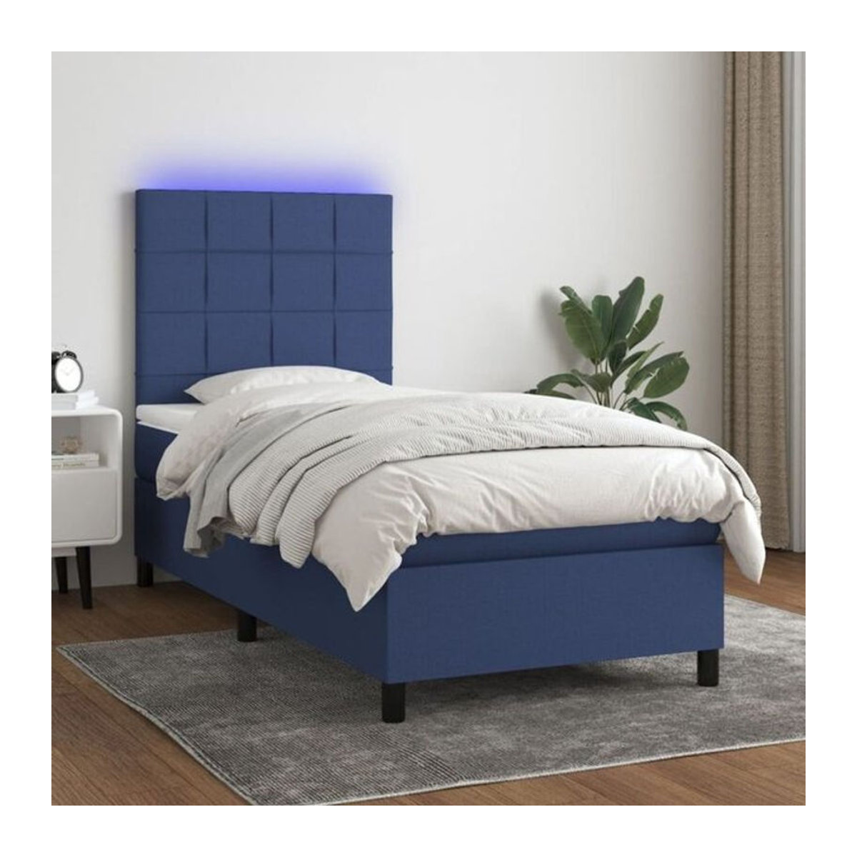 vidaxl Boxspringbett mit Matratze in Blau aus Stoff, B/T/H: 90 x 200 x 128 cm - Bild 1