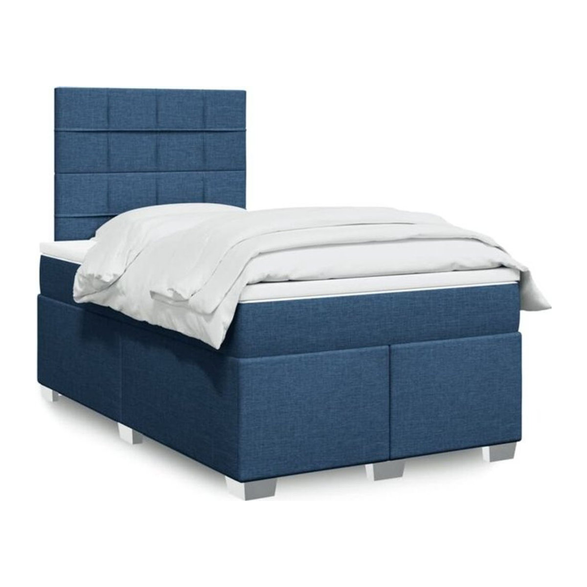 Vidaxl Boxspringbett mit Matratze in Blau aus Stoff mit modernem Polsterdesign, B/T/H: 120 x 190 x 140,5 cm - Bild 1