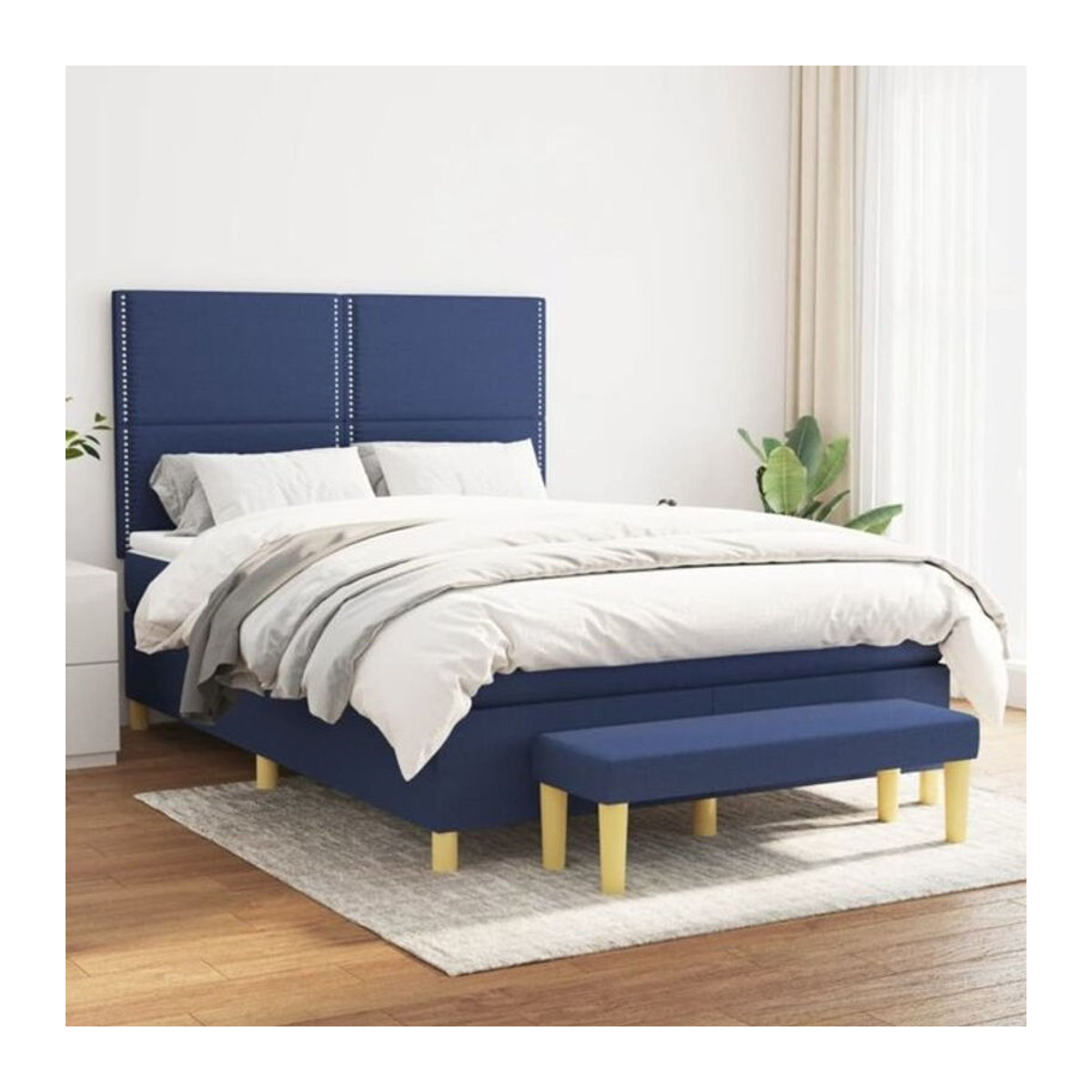 Vidaxl Boxspringbett mit Matratze in Blau aus Stoff mit Polsterung B/T/H: 140 x 190 cm - Bild 1