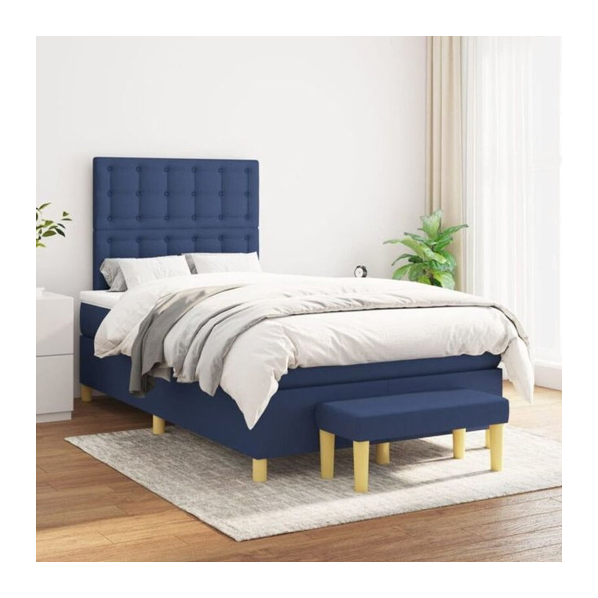 Vidaxl Boxspringbett mit Matratze in Blau aus Stoff mit Polsterung im modernen Design B/T/H: 120 x 200 x 118 cm - Bild 1