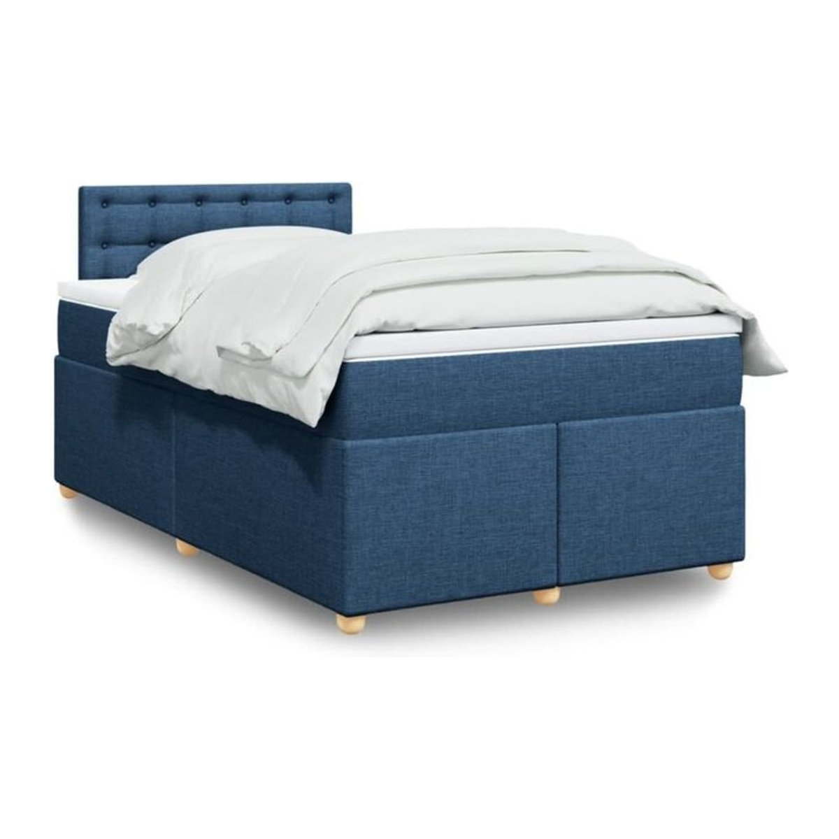 Vidaxl Boxspringbett mit Matratze in Blau aus Stoff, Modernes Polsterbett, B/T/H: 120 x 190 x 100,5 cm - Bild 1