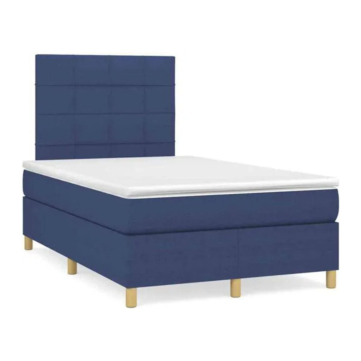 vidaxl Boxspringbett mit Matratze in Blau aus Stoff und Holzwerkstoff B/T/H: 120 x 190 x 118 cm - Bild 1