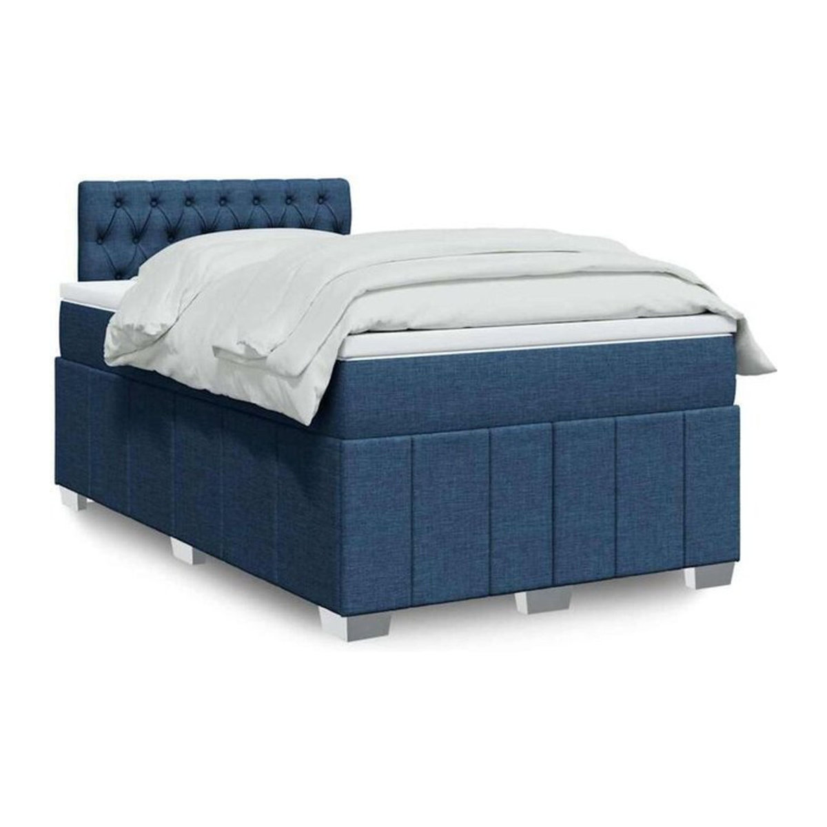 Vidaxl Boxspringbett mit Matratze in Blau aus Stoff und Holzwerkstoff, B/T/H: 120 x 200 x 100,5 cm - Bild 1