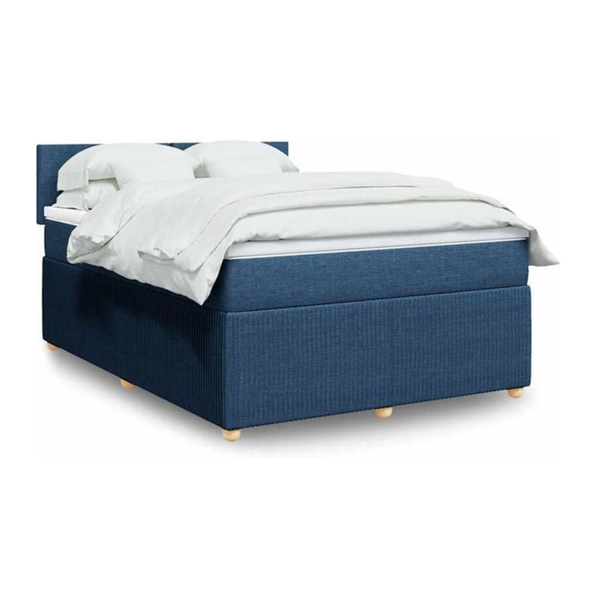 Vidaxl Boxspringbett mit Matratze in Blau aus Stoff und Holzwerkstoff B/T/H: 140 x 190 cm - Bild 1