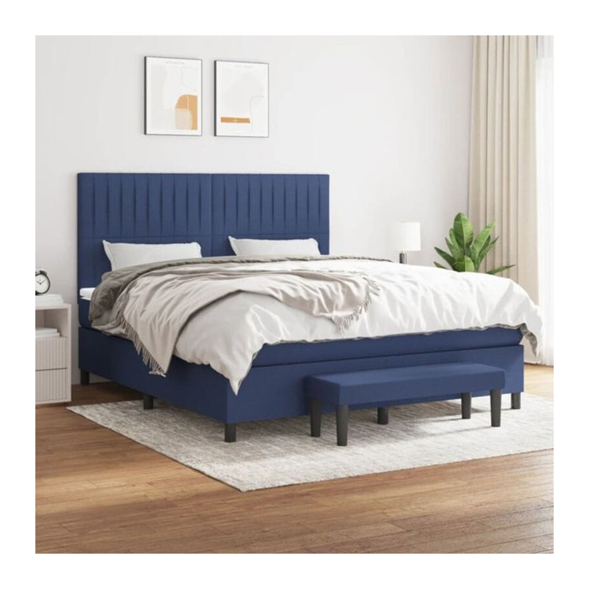 Vidaxl Boxspringbett mit Matratze in Blau aus Stoff und Holzwerkstoff B/T/H: 160 x 200 x 118 cm - Bild 1